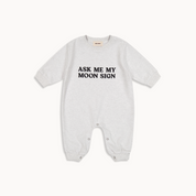 Soft cozy newborn astrology gift for babies, 6 months and one year old. Ask me my moon sign funny zodiac soft cotton onesie.