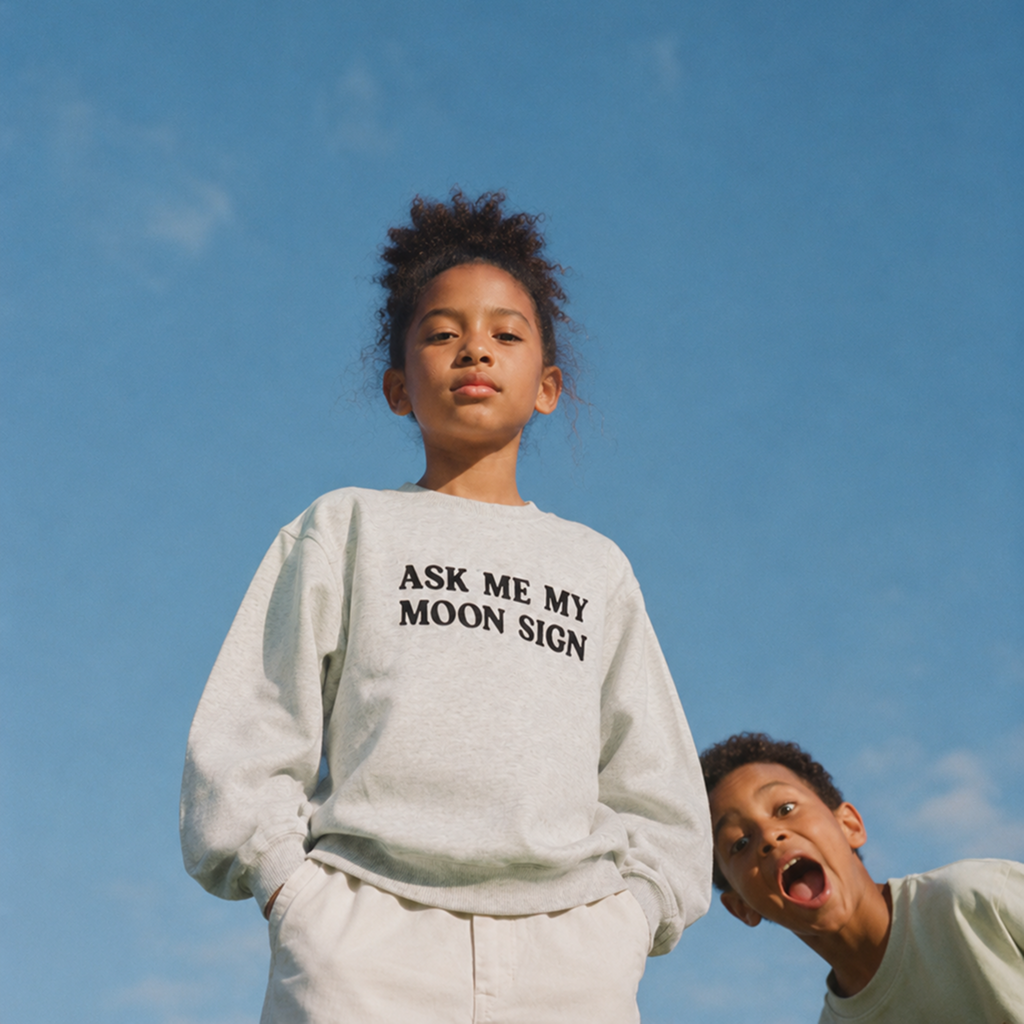 Ask Me My Moon Sign Kids Crewneck