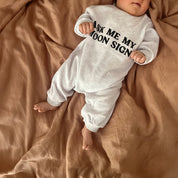 Soft cozy newborn astrology gift for babies, 6 months and one year old. Ask me my moon sign funny zodiac soft cotton onesie.