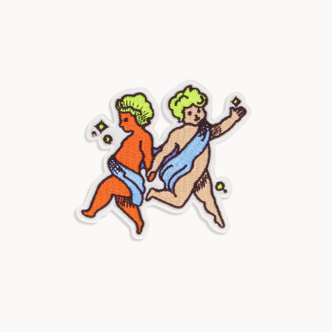 Iron-on embroidered zodiac patch, celestial astrology gift for bags, jackets, or DIY clothing projects, kids, adults, gemini