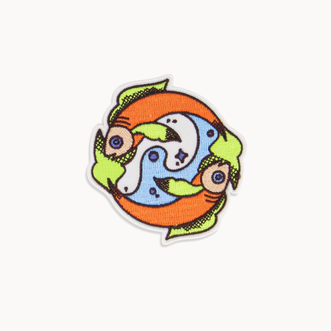 Iron-on embroidered zodiac patch, celestial astrology gift for bags, jackets, or DIY clothing projects, kids, adults, pisces