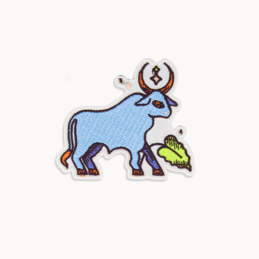 Iron-on embroidered zodiac patch, celestial astrology gift for bags, jackets, or DIY clothing projects, kids, adults, taurus