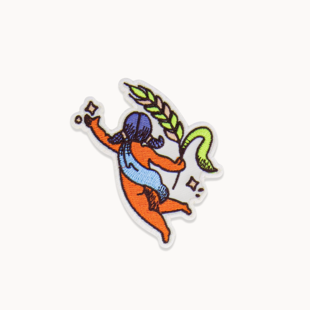 Iron-on embroidered zodiac patch, celestial astrology gift for bags, jackets, or DIY clothing projects, kids, adults, virgo